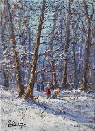 GONZAGA GIOVAN FRANCESCO (1921 - 2007) - I giardini pubblici sotto la neve.