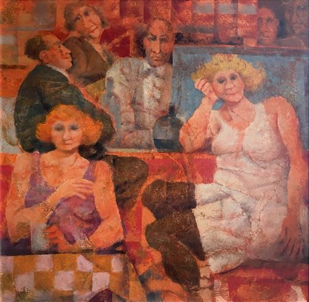 SQUILLANTINI REMO (1920 - 1996) - Attesa al bar.