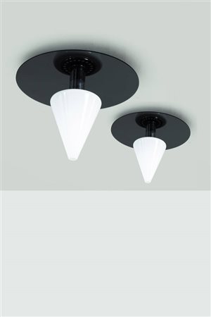 DE PAS, D'URBINO, LOMAZZI<BR>Due lampade a plafone mod. Faretra