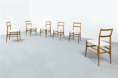 GIO PONTI<BR>Milano 1891 - 1979<BR>Sei sedie mod. Superleggera