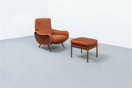 MARCO ZANUSO<BR>Poltrona mod. Lady con pouff