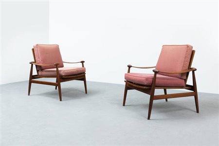 FINN JUHL<BR>Coppia di poltrone mod. DF133