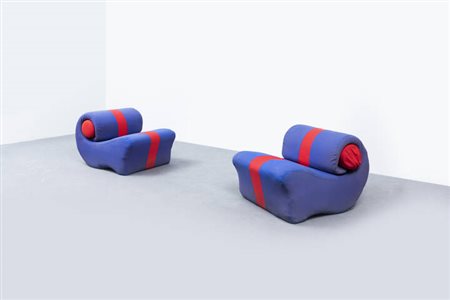 STUDIO 65<BR>Coppia di poltrone mod. Chiocciola