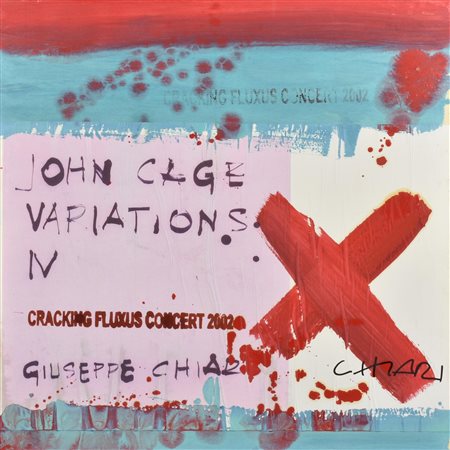 Giuseppe Chiari JOHN CAGE VARIATIONS IV tecnica mista e collage su tavola, cm...