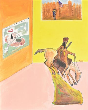 Claudio Parigi OMAGGIO A REMINGTON acrilico su tela, cm 50x40 firma sul...