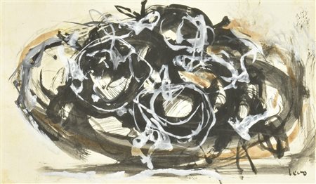 Ignoto COMPOSIZIONE ASTRATTA acquarello su carta applicata a cartone, cm...