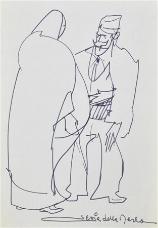 Gianni Sesia della Merla VESTITI A FESTA pennarello su carta, cm 30x21 firma...