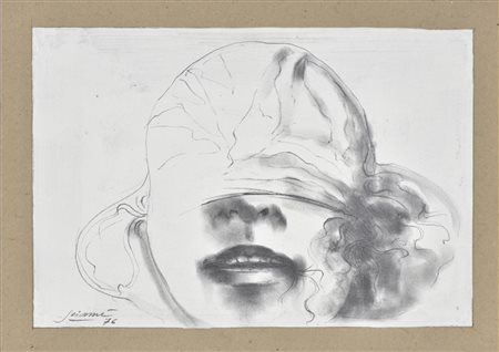 Vincenzo Sciame' VOLTO tecnica mista su cartoncino, cm 25x35 firma e data...