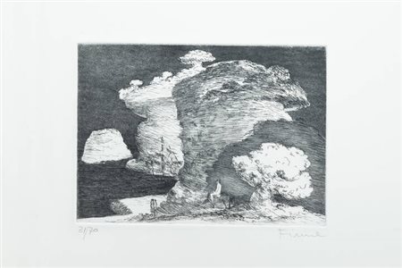 SALVATORE FIUME<BR>Comiso (RG) 1915 - 1997 Milano<BR>"Paesaggio con figure"