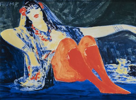 SALVATORE FIUME<BR>Comiso (RG) 1915 - 1997 Milano<BR>"Ragazza in rosso (per i soci Diners)" 1992