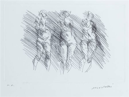ENNIO MORLOTTI<BR>Lecco 1910 - 1992 Milano<BR>"Tre figure"