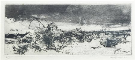 RENZO VESPIGNANI<BR>Roma 1924 - 2001<BR>"Spiaggia di Nettuno" 1955