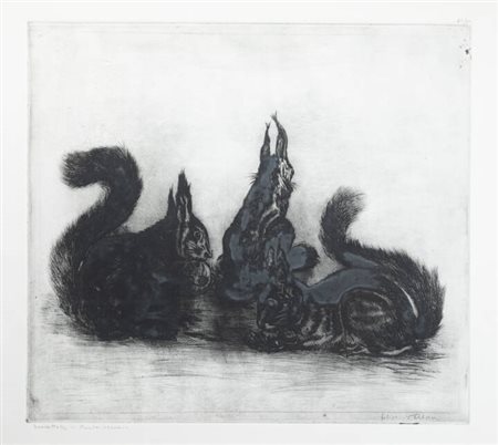 FELICE VELLAN<BR>Torino 1889 - 1976<BR>"Scoiattoli"