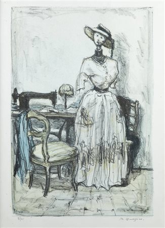 MASSIMO QUAGLINO<BR>Refrancore (AT) 1899 - 1982 Torino<BR>"La sarta"