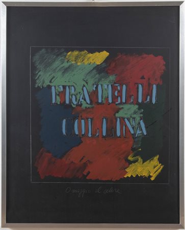 Tano Festa (Roma 1938 - 1988), “Fratelli Collina/Omaggio al colore”, Anni '70.Smalti e acrilici