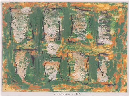 Andrea Raccagni, “Senza titolo”, 1955.Olio su tavoletta, firmato e datato in basso al centro