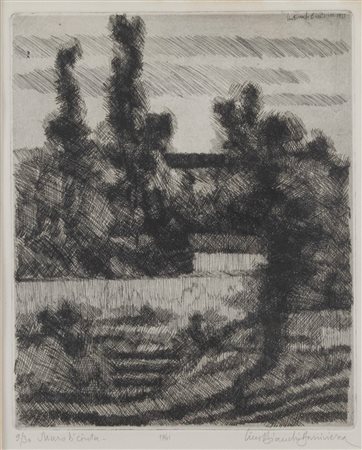 Lino Bianchi Barriviera (Montebelluna 1906 - Acilia 1985), “Muro di cinta”, 1961.Litografia su