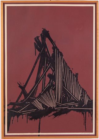 Emilio Scanavino (Genova 1922 - Milano 1986), “Senza titolo”.Litografia a colori su carta,