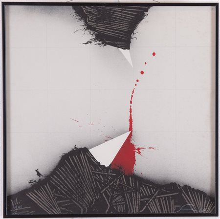 Emilio Scanavino (Genova 1922 - Milano 1986), “Senza titolo”.Litografia a colori su carta,