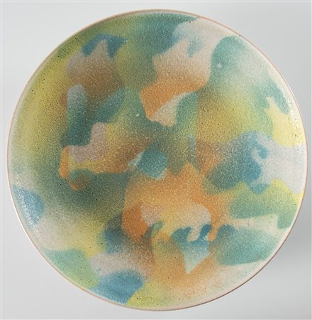 Carlo Zauli (Faenza 1926 - 2002), Piatto in grès.Firmato al retro Zauli, diametro cm 37