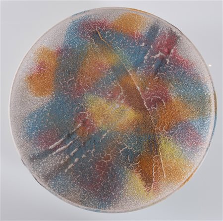 Carlo Zauli (Faenza 1926 - 2002), Piatto in grès.Firmato al retro Zauli, diametro cm 40