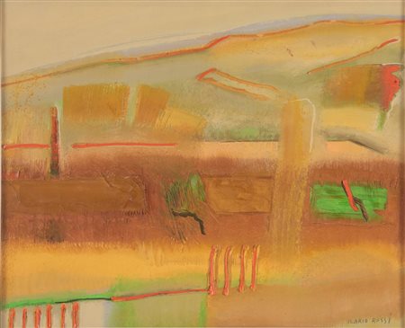 Ilario Rossi (Bologna 1911 - 1994), “Paesaggio bruciato”, 1973.Olio su tela, firmato in basso a