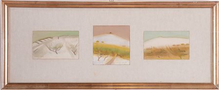 Ilario Rossi (Bologna 1911 - 1994), Lotto composto da tre olii su faesite raffiguranti “Paesaggi