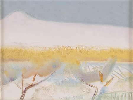 Ilario Rossi (Bologna 1911 - 1994), “Paesaggio innevato”.Olio su tela, firmato in basso al