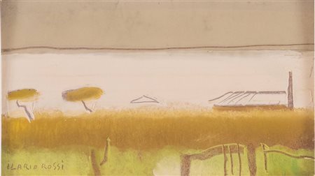 Ilario Rossi (Bologna 1911 - 1994), “Paesaggio”.Olio su faesite, firmato in basso a sinistra