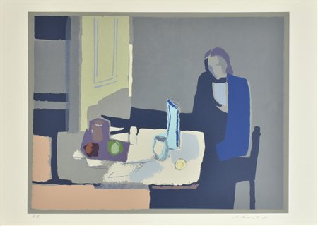 Epifanio Pozzato INTERNO E VASO AZZURRO serigrafia su carta Fabriano, cm...