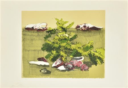 Giancarlo Cazzaniga NATURA litografia su carta, cm 50x70; es. p.s firma...