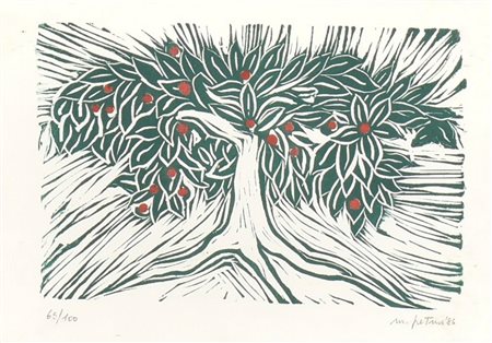 Marco Petrus ALBERO DI MELE serigrafia su carta, cm 17x24,5; es. 65/100 firma...