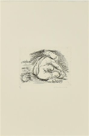 Eugenio Tomiolo MAGA DELLA FOSSA acquaforte acquatinta, mm 148x198, su foglio...