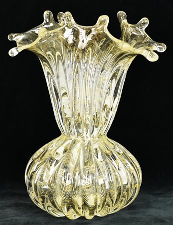 VASO IN VETRO DI MURANO vaso in vetro di Murano con inclusioni di oro...