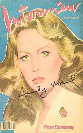 Andy Warhol INTERVIEW. FAYE DUNAWAY pennafeltro su copertina della rivista,...