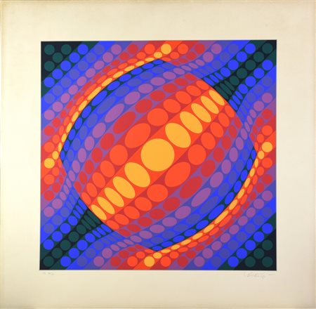 Victor Vasarely COMPOSIZIONE serigrafia, cm 78x78; es. 24/75 firma e tiratura