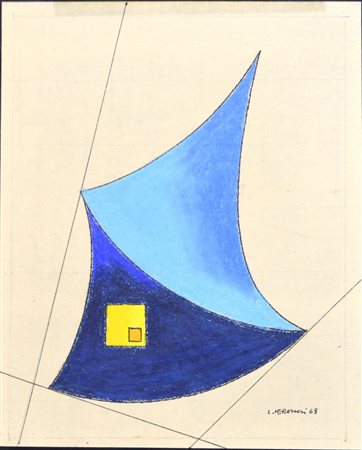 Luigi Veronesi COMPOSIZIONE pastello e china su carta, cm 22x18 firma e data...