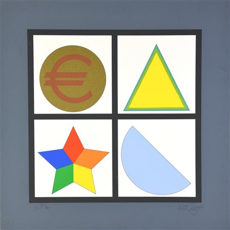 Lucio Del Pezzo SENZA TITOLO serigrafia, cm 40x40; es. p.d.a. firma ed esemplare