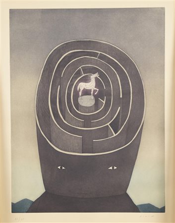 Jean-Michel Folon RUINES CIRCULAIRES acquaforte-acquatinta, cm 43x32,5 su...