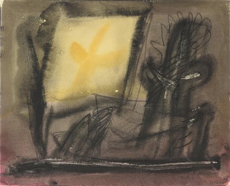 Riccardo Licata COMPOSIZIONE tecnica mista su carta applicata su tela, cm...