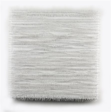 Malek Pansera SUPERFICI BIANCHE stecchini e intonaco applicati su tavola...