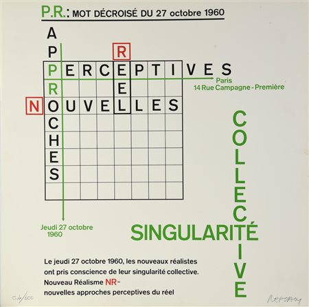 Pierre Restany CRUCIVERBA. DA LA VALISE DES NOUVEAUX REALISTES serigrafia, cm...