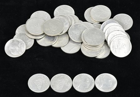 LOTTO DI 5 LIRE ITALIANE composto da 42 monete da 5 lire anno 1950