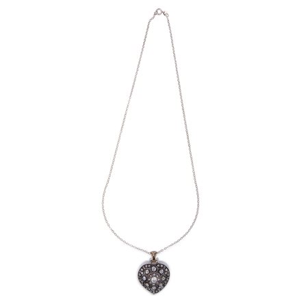 Catenina in argento con ciondolo a cuore in oro bianco e argento