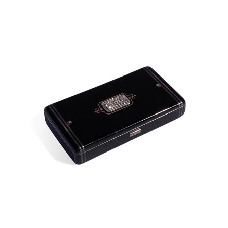 Scatola in argento Jacques Cartier con diamanti e smalti neri, 1920 circa
