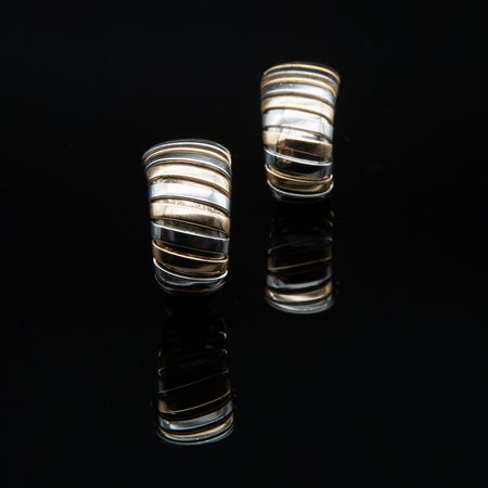 Orecchini Bulgari in acciaio e oro