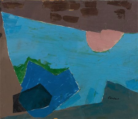 CONSTANT Composition en vert et bleu, 1956