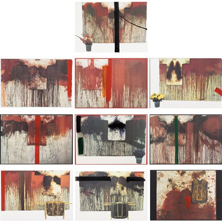 HERMANN NITSCH Ubermalte Bild-Lithographien Domus Jani, 1991