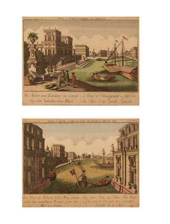 Due vedute prospettiche di Genova in cornice 1770