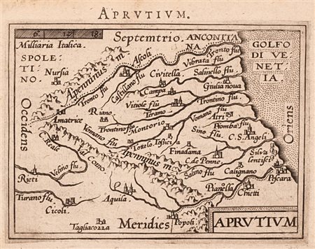 Aprutium  Piccola mappa dell’Abruzzo tratta da “Epitome Theatri Orbis Terraum” 1601